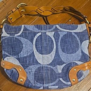 Coach #12197 Carly Denim Signature Tonal Hobo Handbag